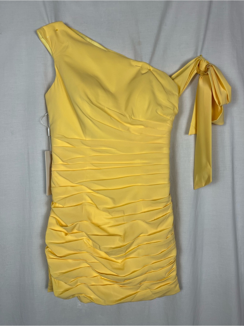 NWT Lavetir Butter Yellow Ruched Mini Dress